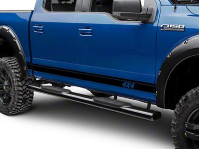 SEC10 Rocker Stripes with 4x4 Logo; Gloss Black (11-24 F-250 Super Duty)