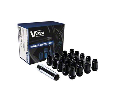 Black Bulge Acorn Spline Lug Nuts for Aftermarket Wheels; 9/16-18; Set of 24 (87-04 Dakota)