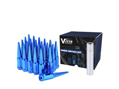 Blue Spike Lug Nuts for Aftermarket Wheels; 9/16-18; Set of 32 (87-04 Dakota)