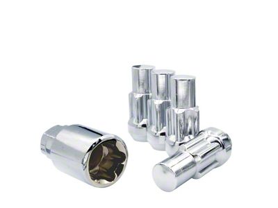 Chrome Bulge Acorn Lock Set for Aftermarket Wheels; 9/16-18; Set of 4 (05-11 Dakota)