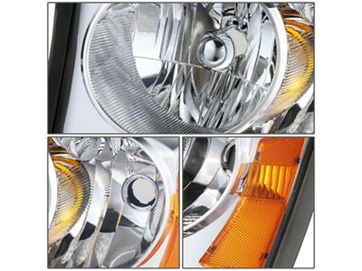 Factory Style Headlight with Amber Corner; Chrome Housing; Clear Lens; Driver Side (05-07 Dakota)