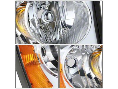 Factory Style Headlight with Amber Corner; Chrome Housing; Clear Lens; Passenger Side (05-07 Dakota)
