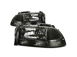 Factory Style Headlights with Clear Corner; Smoked Housing; Clear Lens (97-04 Dakota)