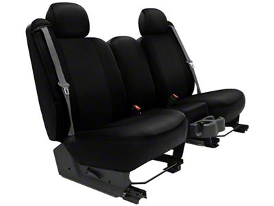 Genuine Neoprene Custom 2nd Row Bench Seat Covers; Black/Black (01-04 Dakota Quad Cab)