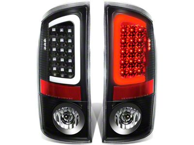 C-Bar LED Tail Lights; Black Housing; Clear Lens (07-08 RAM 1500)