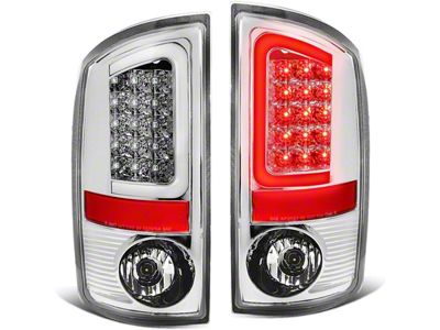 C-Bar LED Tail Lights; Chrome Housing; Clear Lens (02-06 RAM 1500)