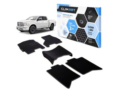 Custom Fit Front and Rear Floor Liners; Black/Red (09-18 RAM 1500 Crew Cab)