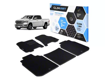 Custom Fit Front and Rear Floor Liners; Black/Red (19-26 RAM 1500 Crew Cab)