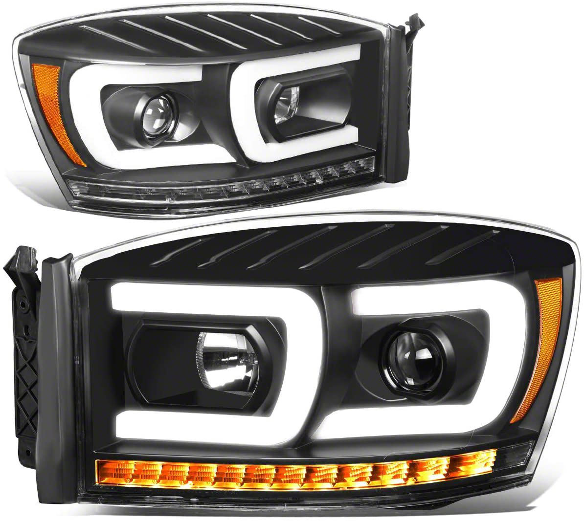 thumbnail image 2 of PM Performotor Projector Headlights For 02-05 Dodge Ram 1500-3500 – Black/Amber With LED DRL 2 of 4