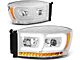 Dual LED DRL Projector Headlight with Amber Corner Lights; Chrome Housing; Clear Lens (06-08 RAM 1500)
