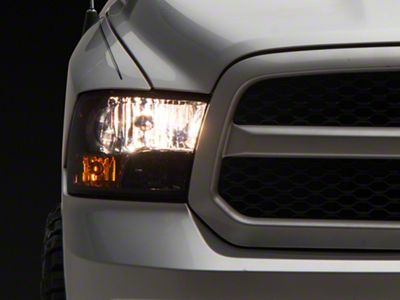 Headlights with Amber Corner Lights; Smoked Housing; Clear Lens (09-18 RAM 1500 w/ Factory Halogen Non-Projector Headlights)