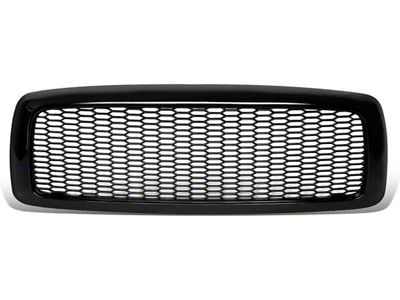 Honeycomb Mesh Style Upper Replacement Grille; Black (02-05 RAM 1500)