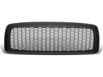 Honeycomb Mesh Style Upper Replacement Grille; Matte Black (02-05 RAM 1500)