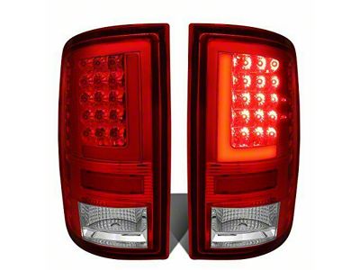 L-Bar LED Tail Lights; Chrome Housing; Red Lens (09-18 RAM 1500 w/ Factory Halogen Tail Lights)