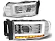 LED DRL Projector Headlights with Clear Corner Lights; Chrome Housing; Clear Lens (02-05 RAM 1500)