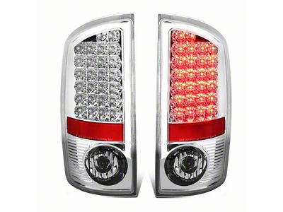 LED Tail Lights; Chrome Housing; Clear Lens (02-06 RAM 1500)