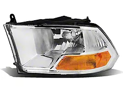 OE Style Headlight; Chrome Housing; Clear Lens; Driver Side (09-18 RAM 1500 w/ Factory Halogen Non-Projector Headlights)