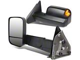 Powered Heated Towing Mirrors with Amber Turn Signals and Puddle Lights; Black (02-08 RAM 1500)
