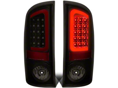 Red C-Bar LED Tail Lights; Black Housing; Smoked Lens (02-06 RAM 1500)