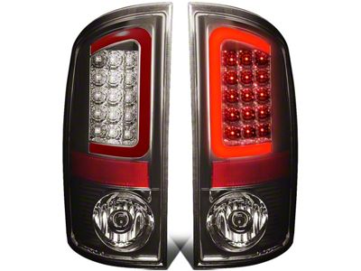 Red C-Bar LED Tail Lights; Chrome Housing; Smoked Lens (02-06 RAM 1500)