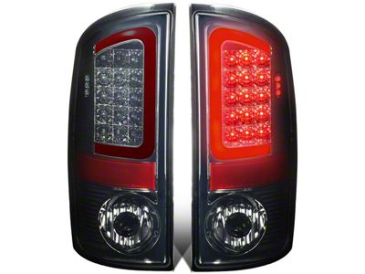 Red C-Bar LED Tail Lights; Chrome Housing; Smoked Lens (07-08 RAM 1500)