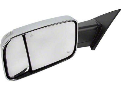 Replacement Side Mirror; Driver Side; Chrome (19-24 RAM 1500 w/ Towing Package, w/ Blind Spot Detection)