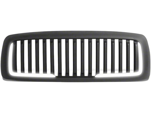 Vertical Style Upper Replacement Grille with LED DRL Light; Matte Black (02-05 RAM 1500)
