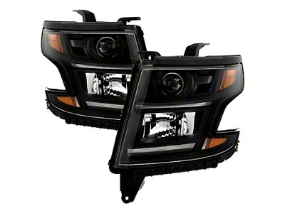 OEM Style Headlights; Black Housing; Clear Lens (15-19 Tahoe w/ Factory Halogen Headlights)