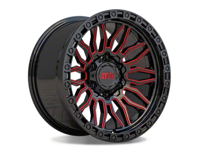 ATW Off-Road Wheels Nile Gloss Black with Red Milled Spokes 6-Lug Wheel; 17x9; 0mm Offset (07-13 Sierra 1500)