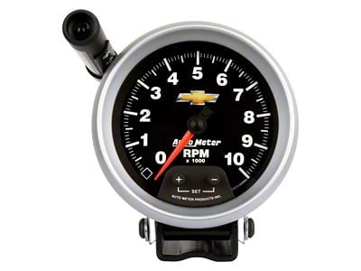 Auto Meter 3-3/4-Inch Pedestal Tachometer with Shift Light and Chevy Gold Bowtie Logo; Electrical (Universal; Some Adaptation May Be Required)
