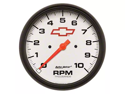 Auto Meter Chevy White Series 5-Inch In-Dash Tachometer; 0-10000 RPM (Universal; Some Adaptation May Be Required)
