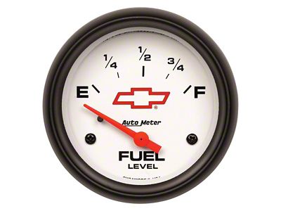 Auto Meter Fuel Level Gauge with Chevy Red Bowtie Logo; 0 ohm Empty to 90 ohm Full; Electrical (Universal; Some Adaptation May Be Required)