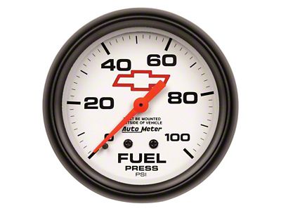 Auto Meter Fuel Pressure Gauge with Chevy Red Bowtie Logo; Mechanical (Universal; Some Adaptation May Be Required)