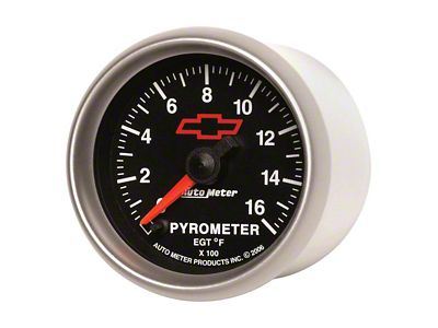 Auto Meter Pyrometer Gauge with Chevy Red Bowtie Logo; Digital Stepper Motor (Universal; Some Adaptation May Be Required)