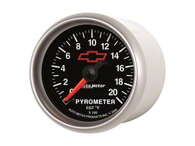 Auto Meter Pyrometer Gauge with Chevy Red Bowtie Logo; Digital Stepper Motor (Universal; Some Adaptation May Be Required)