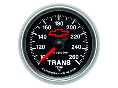 Auto Meter Transmission Temperature Gauge with Chevy Red Bowtie Logo; Digital Stepper Motor (Universal; Some Adaptation May Be Required)