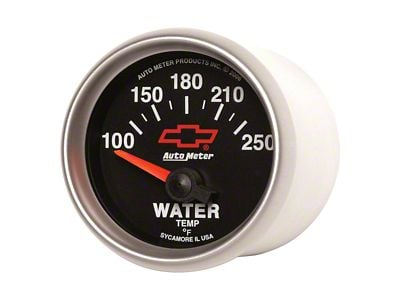 Auto Meter Water Temperature Gauge with Chevy Red Bowtie Logo; Electrical (Universal; Some Adaptation May Be Required)