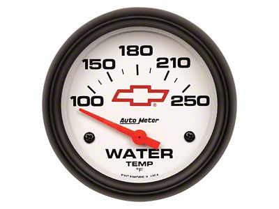 Auto Meter Water Temperature Gauge with Chevy Red Bowtie Logo; Electrical (Universal; Some Adaptation May Be Required)