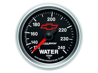 Auto Meter Water Temperature Gauge with Chevy Red Bowtie Logo; Mechanical (Universal; Some Adaptation May Be Required)