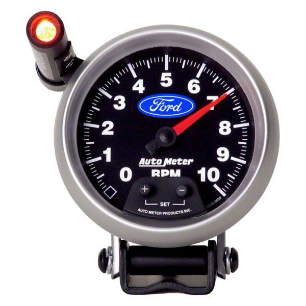 Auto Meter 3-3/4-Inch Pedestal Tachometer with Shift Light and Ford Logo; Electrical (Universal; Some Adaptation May Be Required)