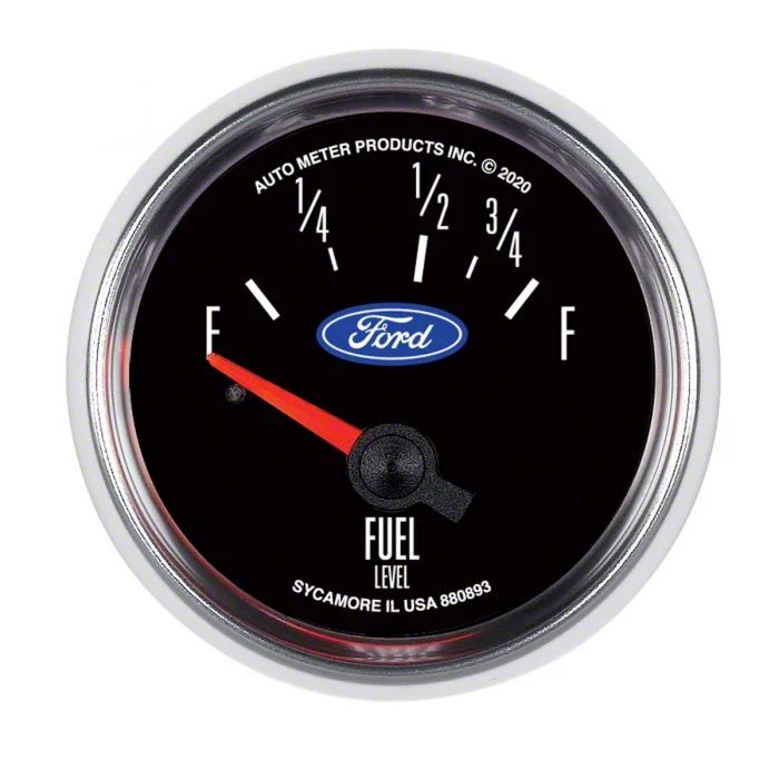 Auto Meter Fuel Level Gauge with Ford Logo; Electrical (Universal; Some Adaptation May Be Required)