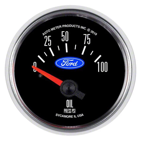 Auto Meter Oil Pressure Gauge with Ford Logo; Electrical (Universal; Some Adaptation May Be Required)