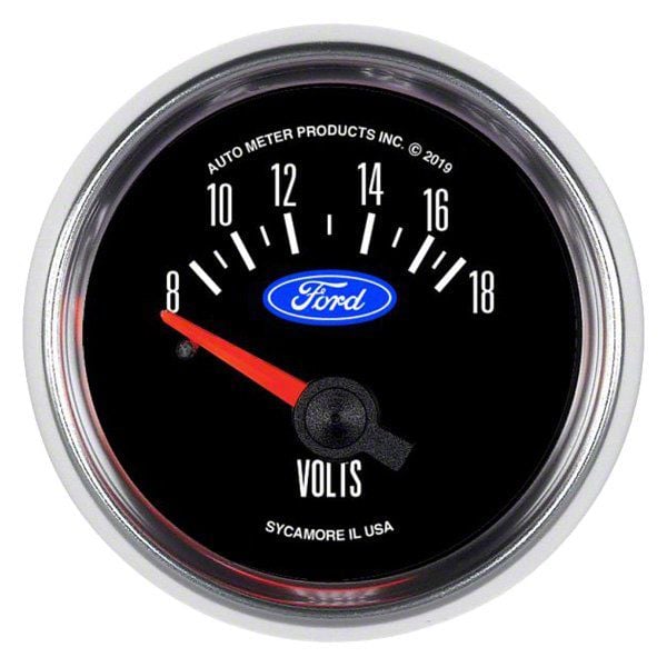 Auto Meter Voltmeter Gauge with Ford Logo; Electrical (Universal; Some Adaptation May Be Required)