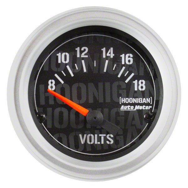 Auto Meter Voltmeter Gauge with Hoonigan Logo; Electrical (Universal; Some Adaptation May Be Required)