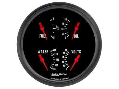 Auto Meter Z-Series 5-Inch Quad Gauge; 240 ohm Empty to 33 ohm Full (Universal; Some Adaptation May Be Required)