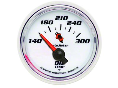Auto Meter C2 Series 2-1/16-Inch Oil Temperature Gauge; 140-300 Fahrenheit (Universal; Some Adaptation May Be Required)