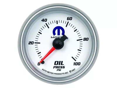 Auto Meter MOPAR Series 2-1/16-Inch Oil Pressure Gauge; 0-100 PSI; Mechanical (Universal; Some Adaptation May Be Required)