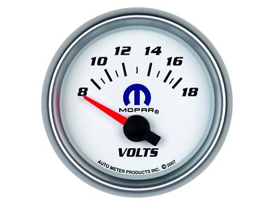 Auto Meter Voltmeter Gauge with MOPAR Logo; Electrical (Universal; Some Adaptation May Be Required)