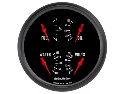 Auto Meter Z-Series 5-Inch Quad Gauge; 240 ohm Empty to 33 ohm Full (Universal; Some Adaptation May Be Required)