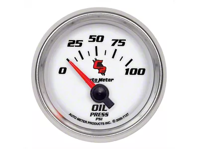 Auto Meter C2 Series 2-1/16-Inch Oil Pressure Gauge; 0-100 PSI; Electric (Universal; Some Adaptation May Be Required)